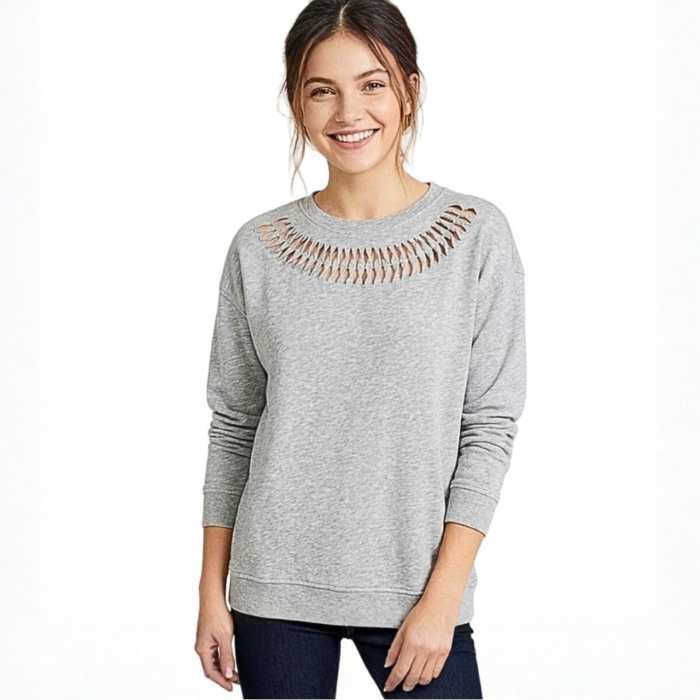 Victoria Sport Gray Twist Cutout Crew Neck Sweatshirt Size XS
